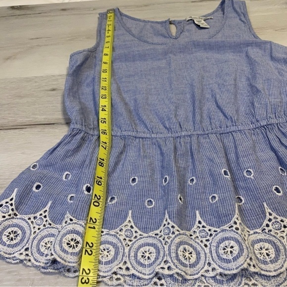 American Rag Striped Peplum Eyelet Tank, Blue-White, Size Medium - Picture 9 of 13